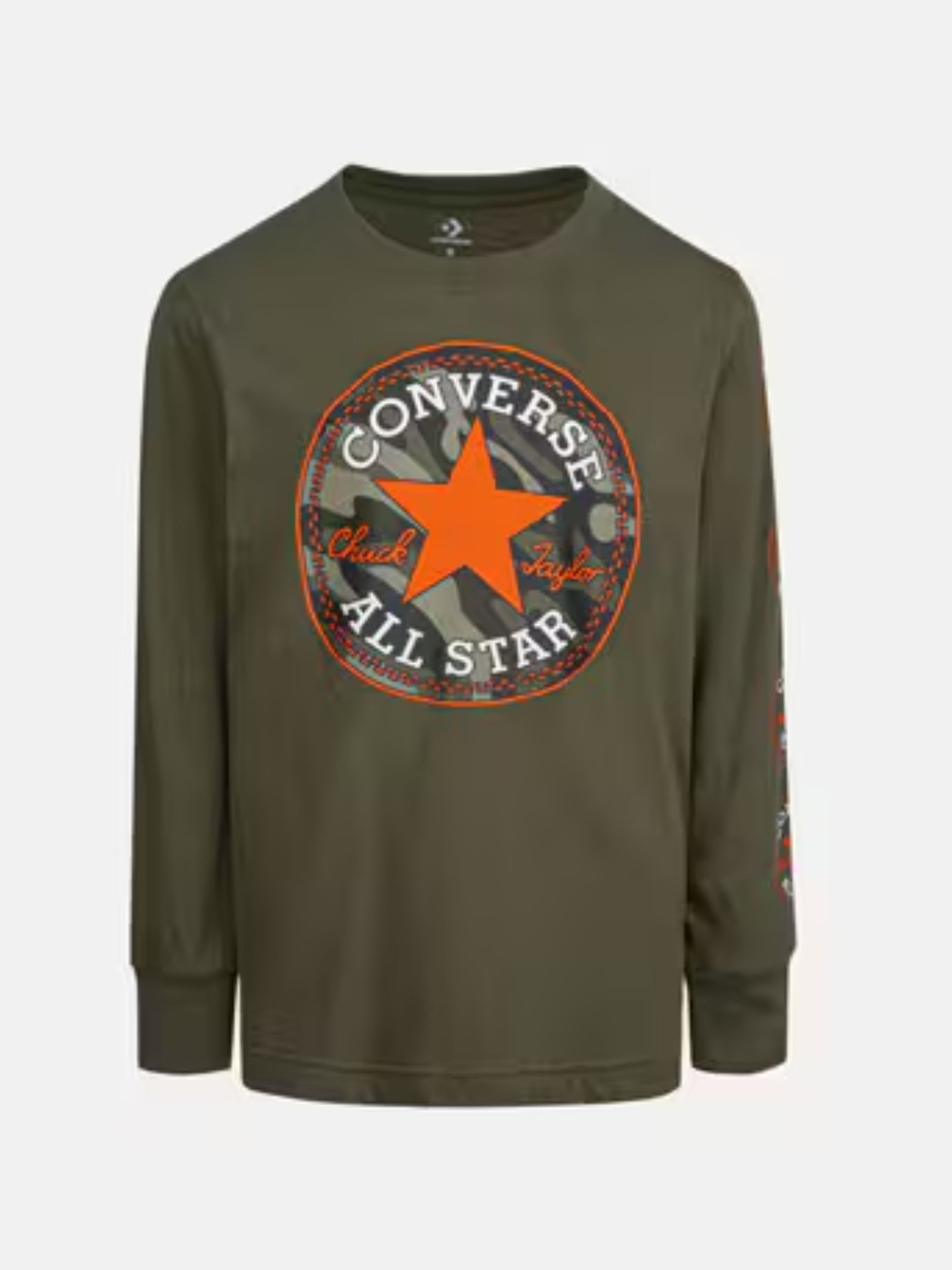 Converse Olive Green Long Sleeve Tee with Orange Star Logo